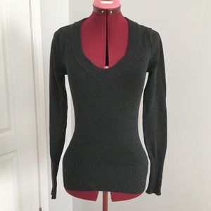 Dark Grey Scoop Neck Pullover